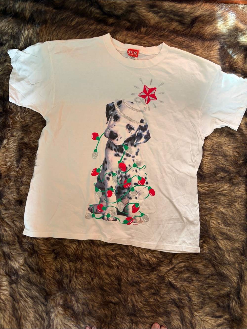 101 Dalmations Christmas T Shirt Holiday Tee Size L 90’s Christmas Movie Promo